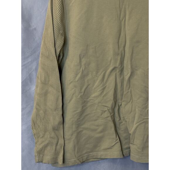 LL Bean Sweater Womens Size Large Green-Cream Hide Button Cardigan Fleece - Picture 6 of 7